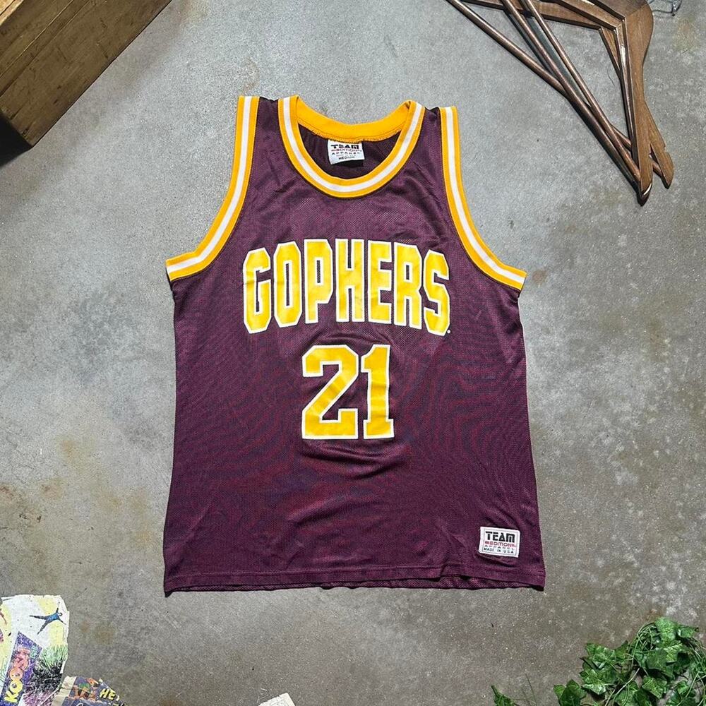 Vintage 90s Minnesota Gophers Basketball Jersey Mens Medium Tank Top Maroon